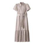 ME+EM ME+EM Fit + Flare Midi Dress in Soft White/Brown - Dresses - Intelligent British Fashion at Coveti