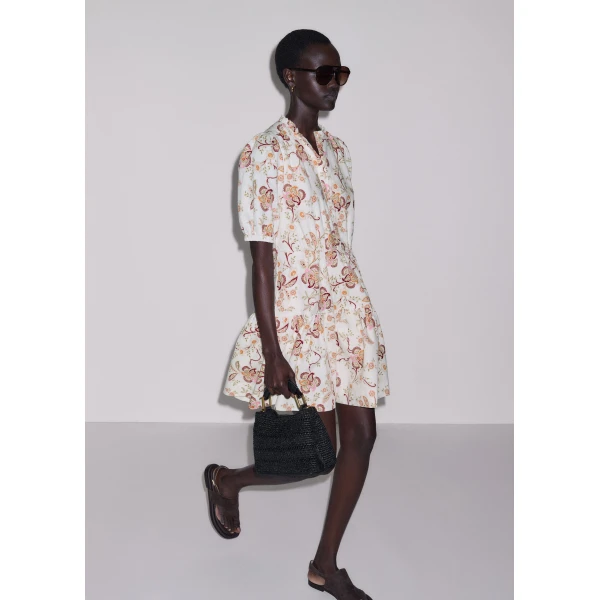 ME+EM ME+EM Fit + Flare Short Dress in Light Cream/Multi - Dresses - Intelligent British Fashion at Coveti