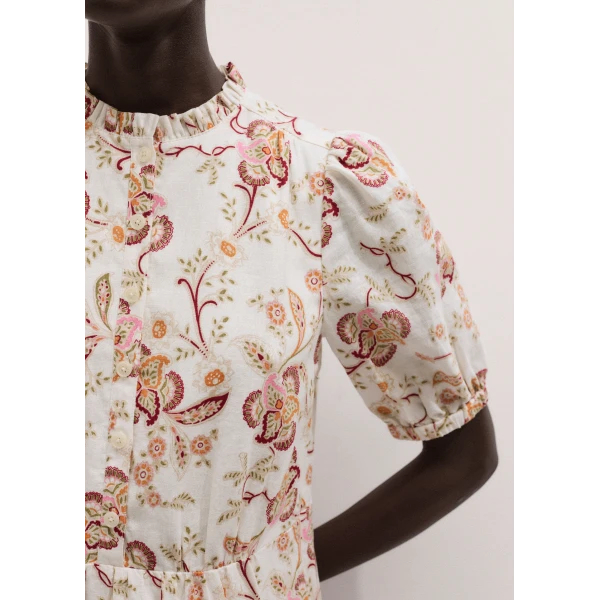 ME+EM ME+EM Fit + Flare Short Dress in Light Cream/Multi - Dresses - Intelligent British Fashion at Coveti