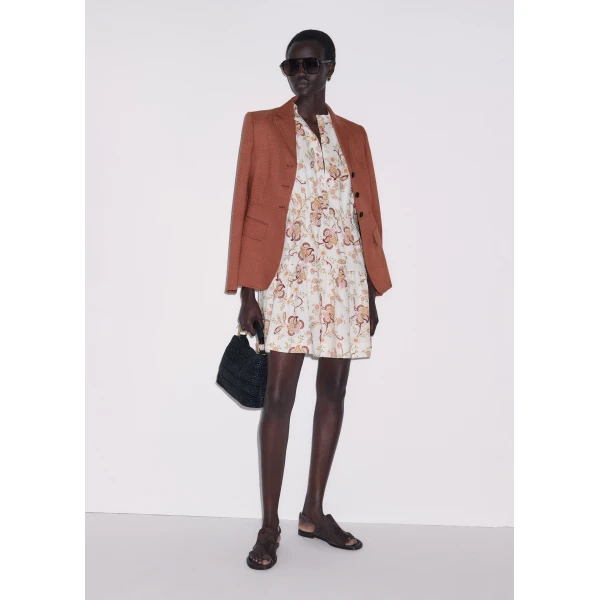 ME+EM ME+EM Fit + Flare Short Dress in Light Cream/Multi - Dresses - Intelligent British Fashion at Coveti