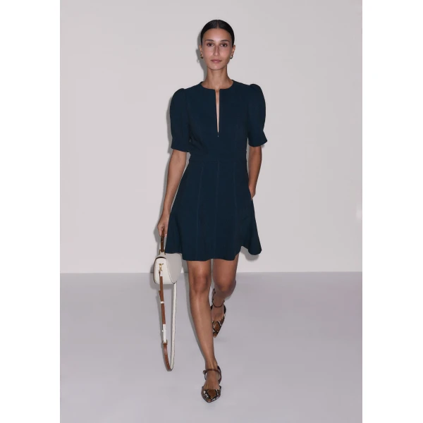 ME+EM ME+EM Fit + Flare Short Dress in Navy - Dresses - Intelligent British Fashion at Coveti