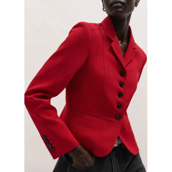 ME+EM ME+EM Fitted Utility Jacket in Ruby Red - Jackets - Intelligent British Fashion at Coveti