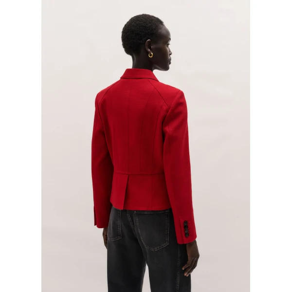 ME+EM ME+EM Fitted Utility Jacket in Ruby Red - Jackets - Intelligent British Fashion at Coveti