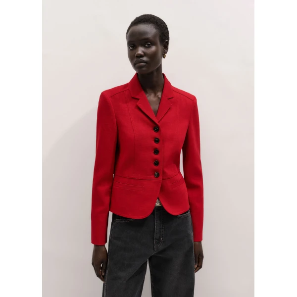 ME+EM ME+EM Fitted Utility Jacket in Ruby Red - Jackets - Intelligent British Fashion at Coveti