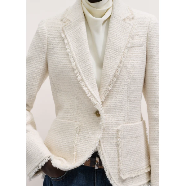 ME+EM ME+EM Fray Soft Sculpt Blazer in Ivory - Jackets - Intelligent British Fashion at Coveti