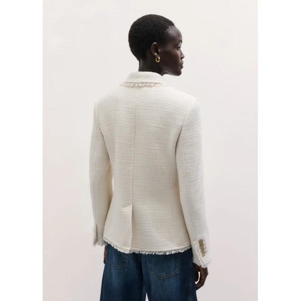 ME+EM ME+EM Fray Soft Sculpt Blazer in Ivory - Jackets - Intelligent British Fashion at Coveti