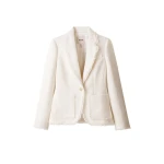ME+EM ME+EM Fray Soft Sculpt Blazer in Ivory - Jackets - Intelligent British Fashion at Coveti