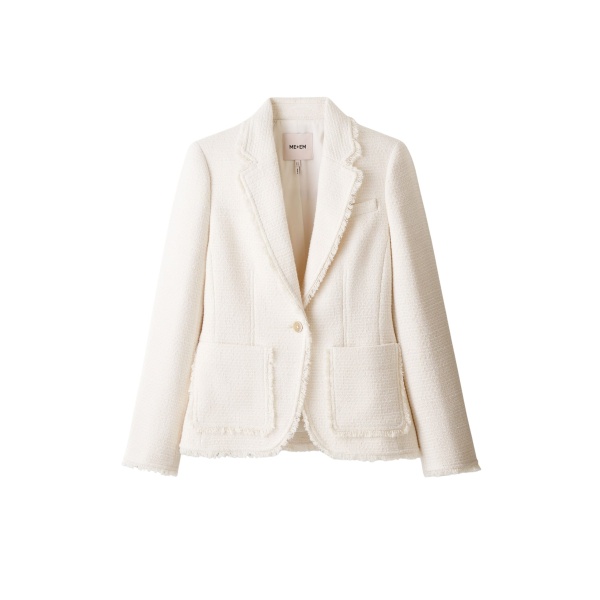 ME+EM ME+EM Fray Soft Sculpt Blazer in Ivory - Jackets - Intelligent British Fashion at Coveti