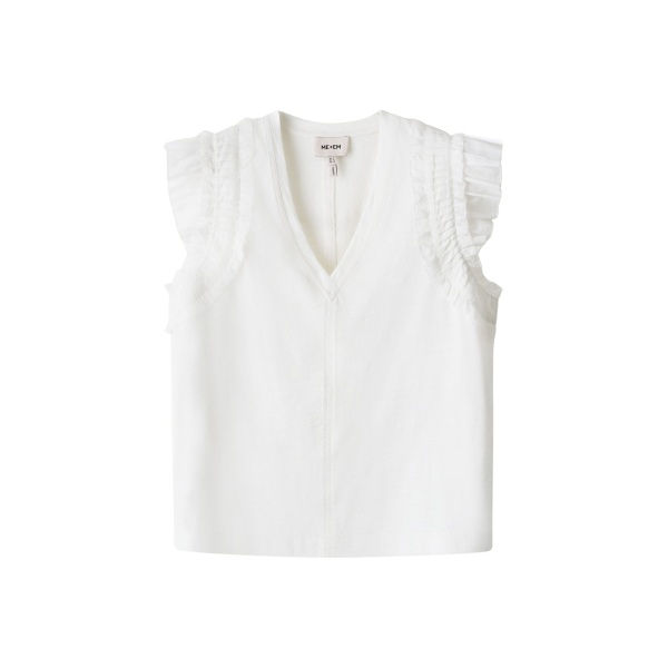 ME+EM ME+EM Frill Sleeve Swing Top in Soft White - Tops - Intelligent British Fashion at Coveti
