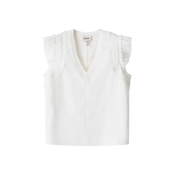 ME+EM Frill Sleeve Swing Top in Soft White