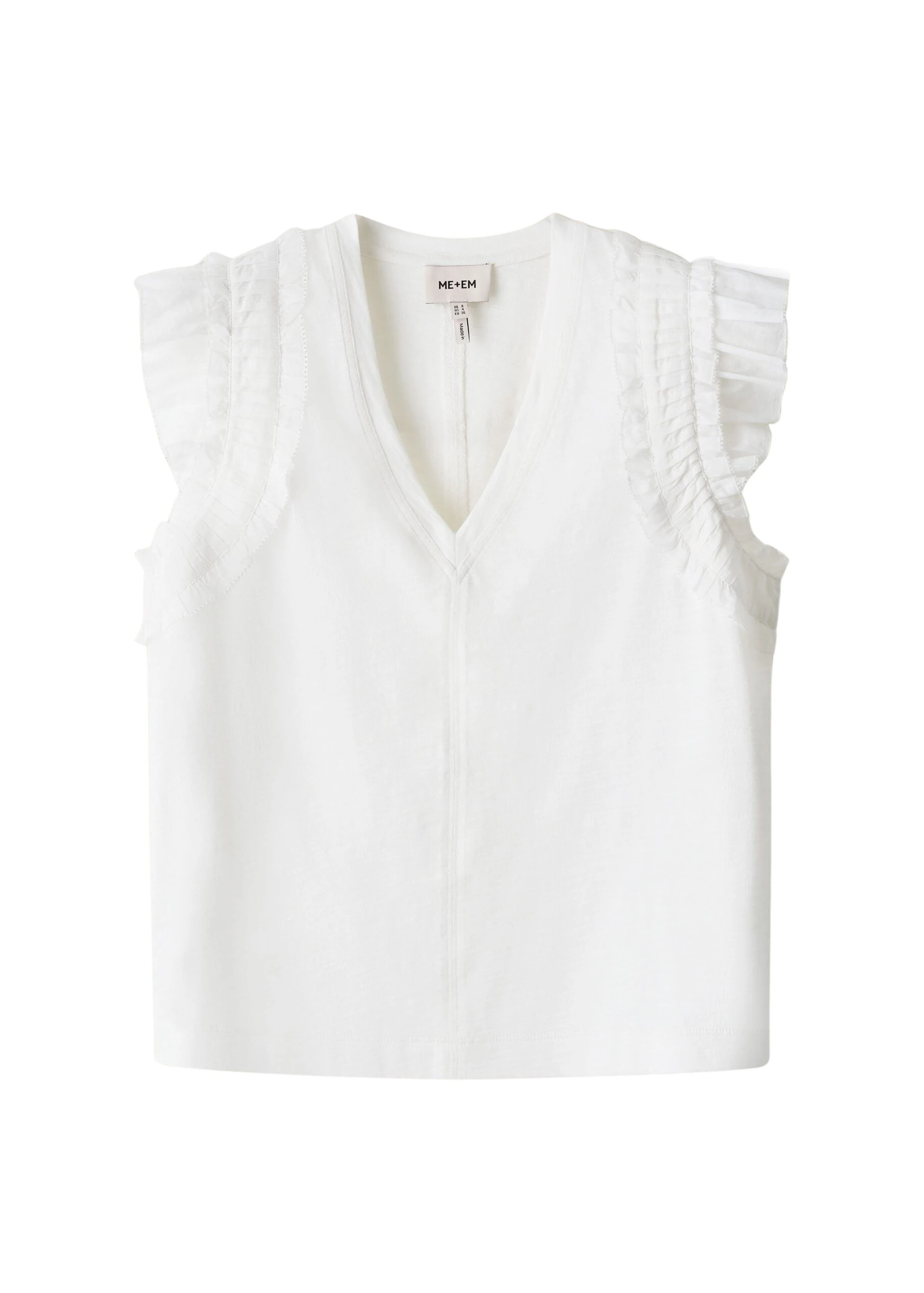 MEEM-MEEM-Frill-Sleeve-Swing-Top-in-Soft-White-Coveti-scaled64591_nobg ME+EM ME+EM Frill Sleeve Swing Top in Soft White - Tops - Intelligent British Fashion at Coveti