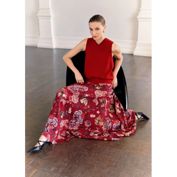 ME+EM ME+EM Full-Length Skirt in Red Multi - Skirts - Intelligent British Fashion at Coveti