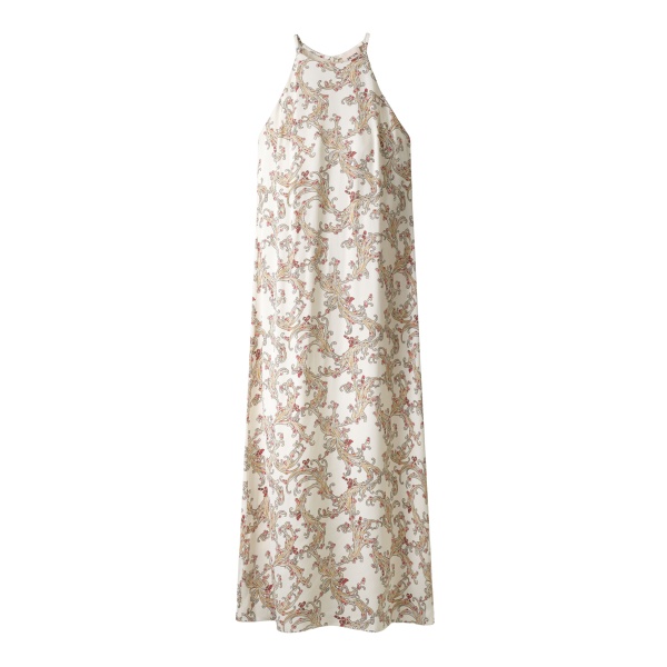 ME+EM ME+EM Halter Slim Maxi Dress in Light Cream/Multi - Dresses - Intelligent British Fashion at Coveti