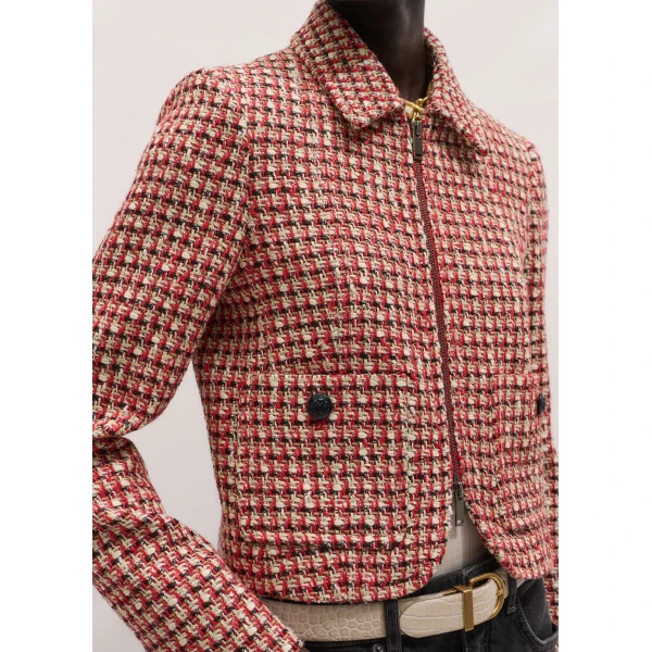 ME+EM ME+EM Heritage Crop Jacket in Ruby Red - Jackets - Intelligent British Fashion at Coveti
