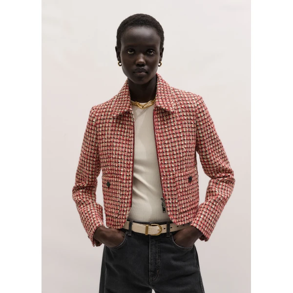 ME+EM ME+EM Heritage Crop Jacket in Ruby Red - Jackets - Intelligent British Fashion at Coveti