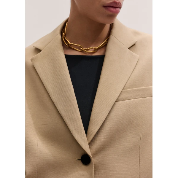 ME+EM ME+EM Icon Oversized Blazer in Warm Stone - Jackets - Intelligent British Fashion at Coveti