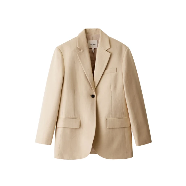 ME+EM ME+EM Icon Oversized Blazer in Warm Stone - Jackets - Intelligent British Fashion at Coveti