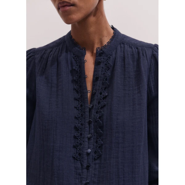 ME+EM ME+EM In-The-Details Blouse in Navy - Tops - Intelligent British Fashion at Coveti