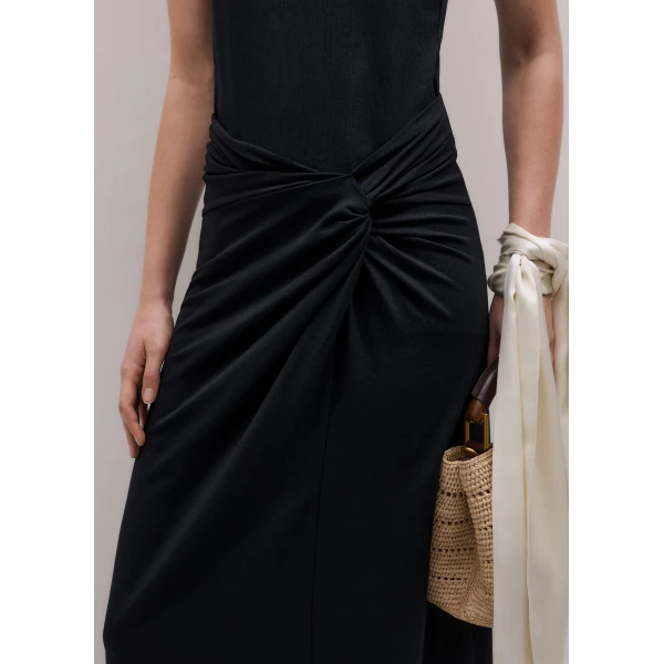 ME+EM ME+EM Knot Detail Maxi Skirt in Black - Skirts - Intelligent British Fashion at Coveti
