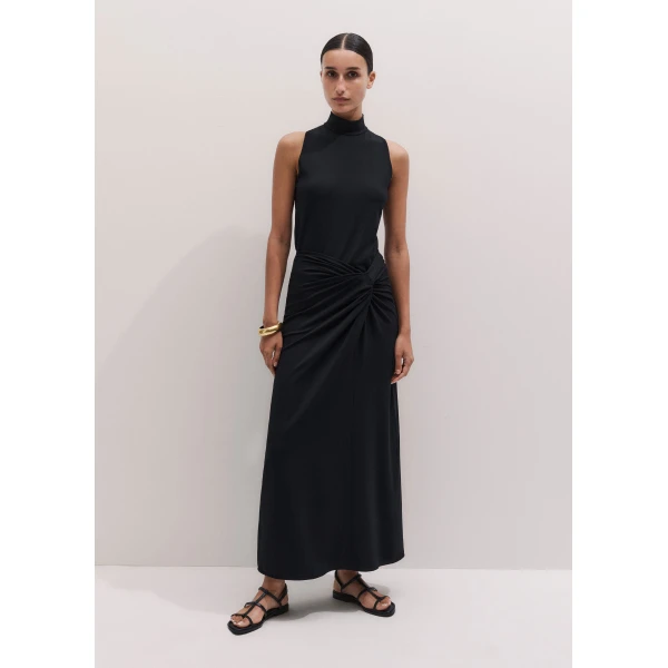 ME+EM ME+EM Knot Detail Maxi Skirt in Black - Skirts - Intelligent British Fashion at Coveti