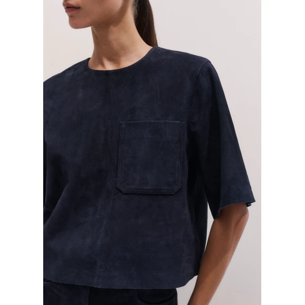 ME+EM ME+EM Luxe Box Tee in Navy - Tops - Intelligent British Fashion at Coveti