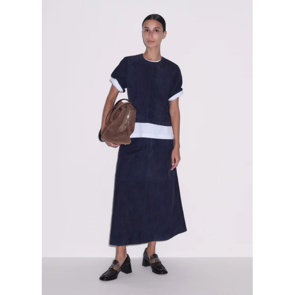 ME+EM ME+EM Luxe Box Tee in Navy - Tops - Intelligent British Fashion at Coveti