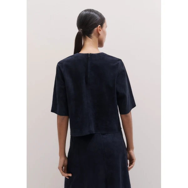 ME+EM ME+EM Luxe Box Tee in Navy - Tops - Intelligent British Fashion at Coveti