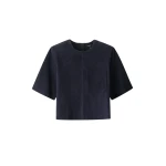 ME+EM ME+EM Luxe Box Tee in Navy - Tops - Intelligent British Fashion at Coveti