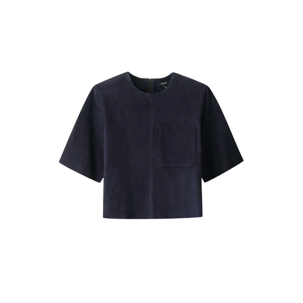 ME+EM ME+EM Luxe Box Tee in Navy - Tops - Intelligent British Fashion at Coveti