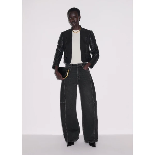 ME+EM ME+EM Luxe Crop Jacket in Black/Brown - Jackets - Intelligent British Fashion at Coveti