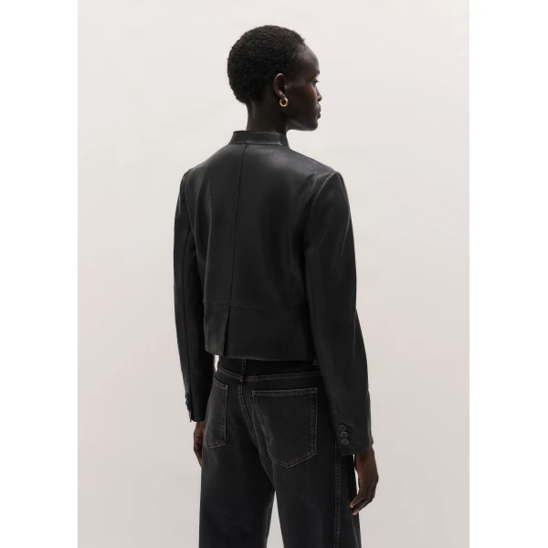ME+EM ME+EM Luxe Crop Jacket in Black/Brown - Jackets - Intelligent British Fashion at Coveti