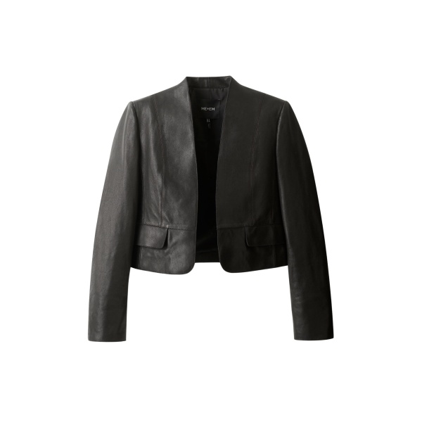 ME+EM ME+EM Luxe Crop Jacket in Black/Brown - Jackets - Intelligent British Fashion at Coveti