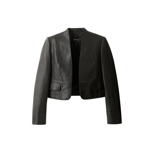 ME+EM ME+EM Luxe Crop Jacket in Black/Brown - Jackets - Intelligent British Fashion at Coveti