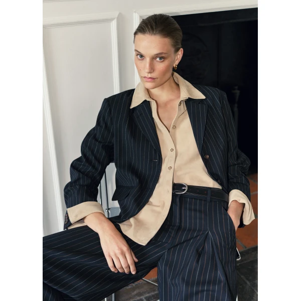 ME+EM ME+EM Luxe Straight Shirt in Pale Tan - Tops - Intelligent British Fashion at Coveti