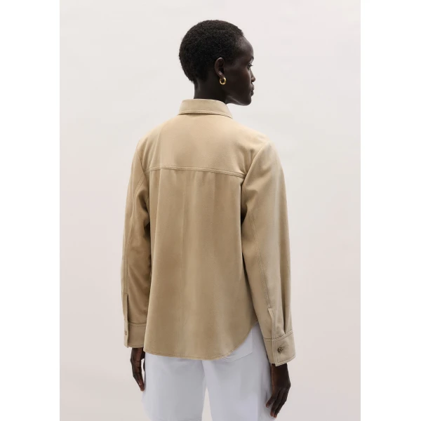 ME+EM ME+EM Luxe Straight Shirt in Pale Tan - Tops - Intelligent British Fashion at Coveti