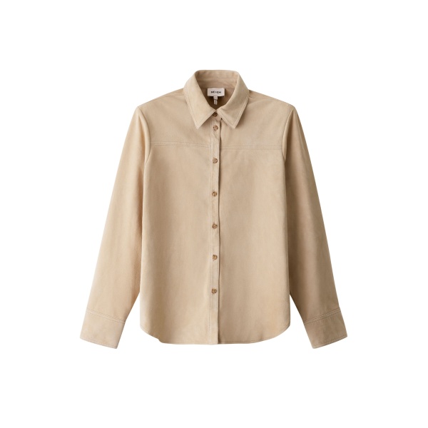 ME+EM ME+EM Luxe Straight Shirt in Pale Tan - Tops - Intelligent British Fashion at Coveti