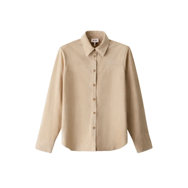 ME+EM ME+EM Luxe Straight Shirt in Pale Tan - Tops - Intelligent British Fashion at Coveti