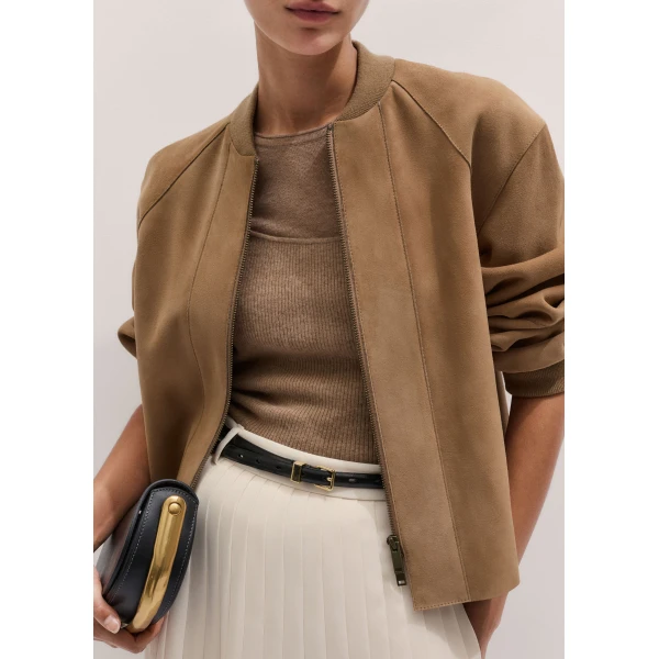 ME+EM ME+EM Luxe Swing Jacket in Pale Tan - Jackets - Intelligent British Fashion at Coveti