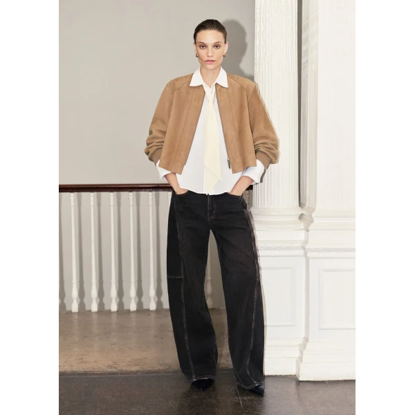 ME+EM ME+EM Luxe Swing Jacket in Pale Tan - Jackets - Intelligent British Fashion at Coveti