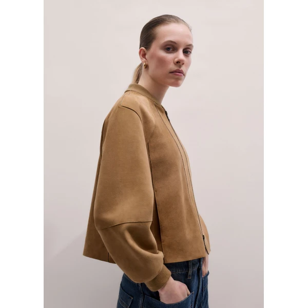 ME+EM ME+EM Luxe Swing Jacket in Pale Tan - Jackets - Intelligent British Fashion at Coveti