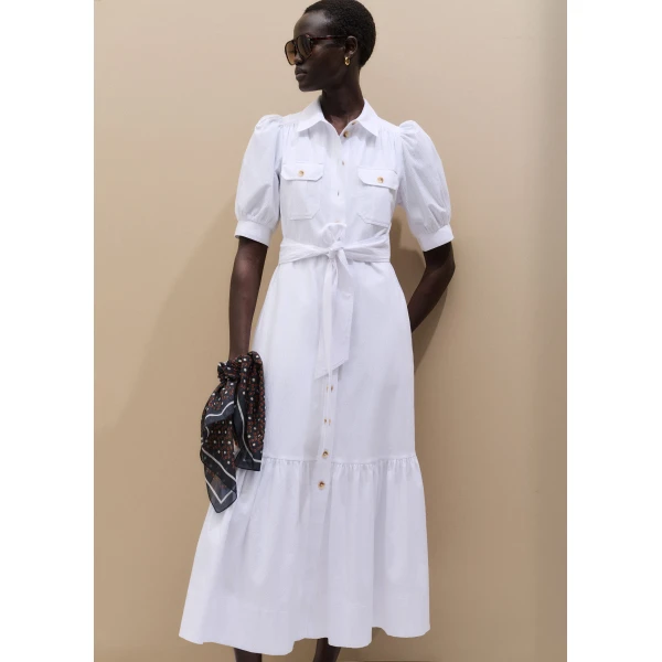 ME+EM ME+EM Midi Shirt Dress in Soft White - Dresses - Intelligent British Fashion at Coveti