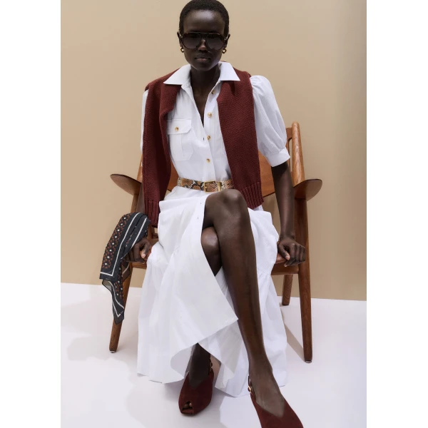 ME+EM ME+EM Midi Shirt Dress in Soft White - Dresses - Intelligent British Fashion at Coveti