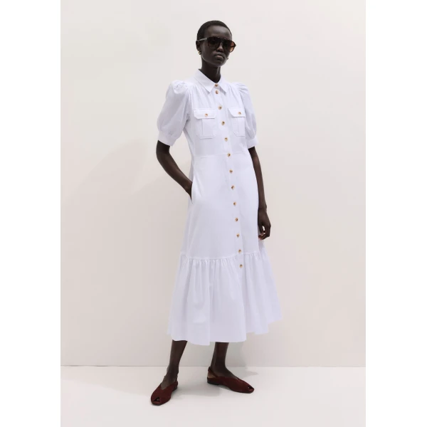 ME+EM ME+EM Midi Shirt Dress in Soft White - Dresses - Intelligent British Fashion at Coveti