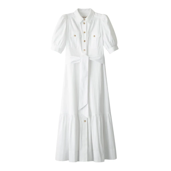 ME+EM ME+EM Midi Shirt Dress in Soft White - Dresses - Intelligent British Fashion at Coveti