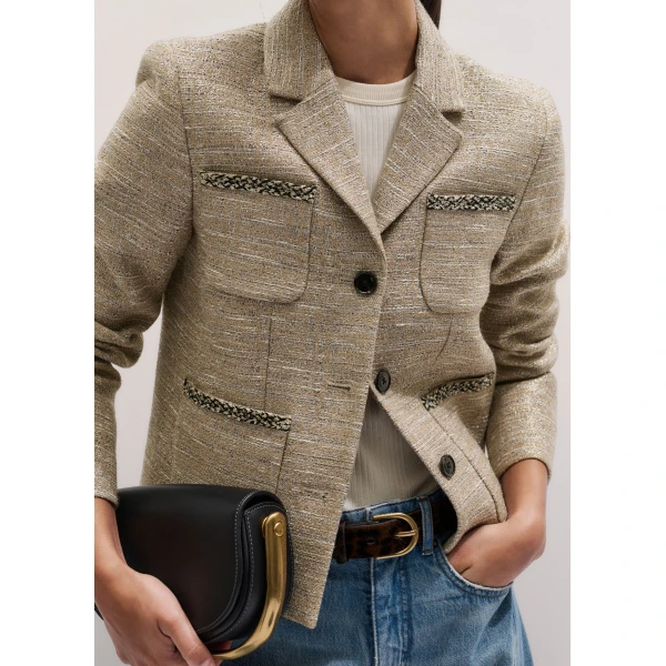 ME+EM ME+EM Patch Pocket Jacket in Gold Multi - Jackets - Intelligent British Fashion at Coveti