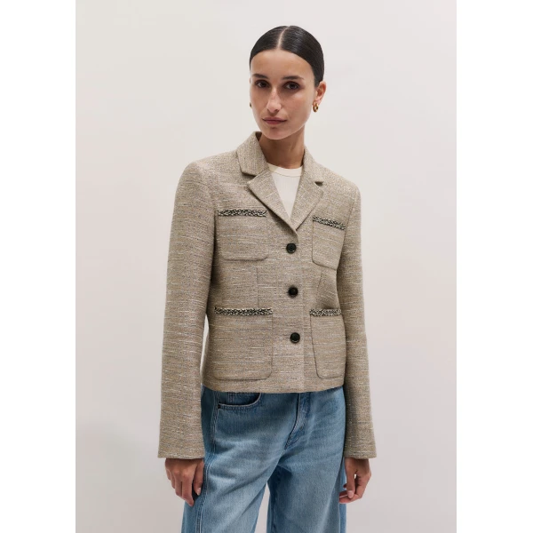 ME+EM ME+EM Patch Pocket Jacket in Gold Multi - Jackets - Intelligent British Fashion at Coveti