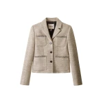 ME+EM ME+EM Patch Pocket Jacket in Gold Multi - Jackets - Intelligent British Fashion at Coveti