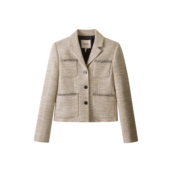 ME+EM ME+EM Patch Pocket Jacket in Gold Multi - Jackets - Intelligent British Fashion at Coveti