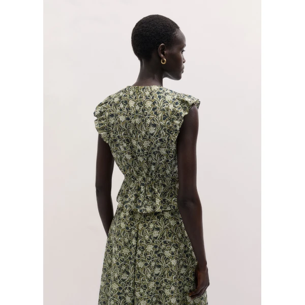ME+EM ME+EM Peplum Blouse in Green/Multi - Tops - Intelligent British Fashion at Coveti