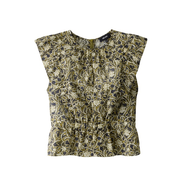 ME+EM ME+EM Peplum Blouse in Green/Multi - Tops - Intelligent British Fashion at Coveti